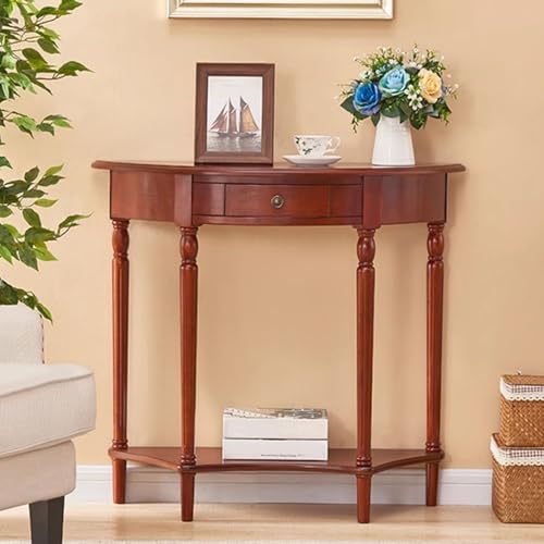 Mesa consola para entrada recibidor pasillo de madera maciza con cajón 2