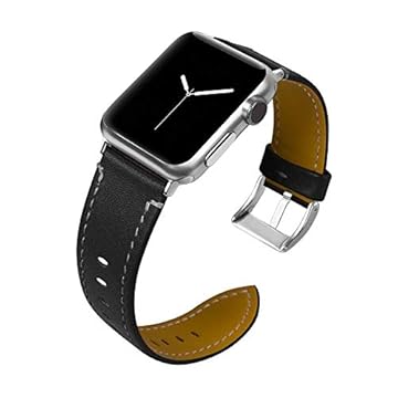 Pulseira Couro Preto LTIMPORTS, compativel com Apple Watch 42mm Series 11/10, 41mm Series 9/8/7, 40mm Series 6/5/4/SE e Apple Watch 38mm Series 3/2/1