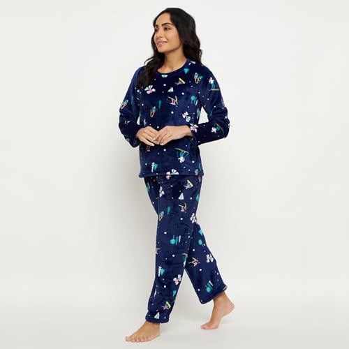 Image of CAMEY Womens Winter Full Sleeve Top and Pajama Pants Regular Fit Night Suit Round Neck Top and Pyjama Set Ladies Night Dress