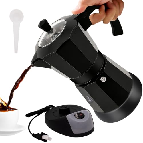Image of Moka Pot Aluminum Electric Coffee Maker 6 Cup 300Ml Espresso Maker With Removable Base Ideal For Domestic Coffee Makers Mochapot Italian And Cuban Coffee Maker Espresso Coffee Maker Coffe