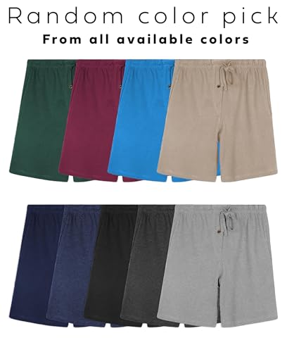 Image of Andrew Scott Men's Lounge Shorts | Drawstring & Pockets Cotton PJ-Sleep Short Bottoms | Multi Packs