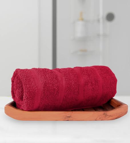 Image of Divine Casa 100% Cotton 250 GSM Quick Dry Bath Towel Highly Absorbent, Super Soft, Lightweight Towel (Size: 70 x 140 cm | Red) Pack of 1