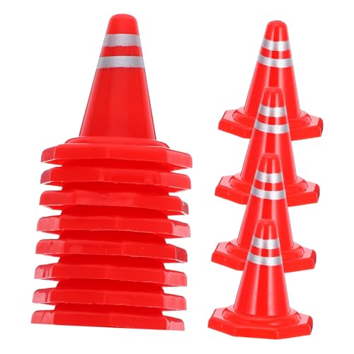 KOMBIUDA Plastic Road Cones Set for Boys and Girls Mini Construction Cones DIY Traffic Sign Simulation Roadblock