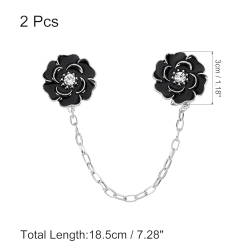 Image of uxcell Rose Sweater Clips Retro Cardigan Collar Clips with Chain Shirt Clips Shawl Clips Clothes Clip