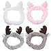 Lurrose Spa Fascia 4Pcs Elk Headband Facciale Trucco Fascia Fascia Peluche Peluche Hairband Cosmetico Fascia per Il Compleanno Giorno Regali da Festa