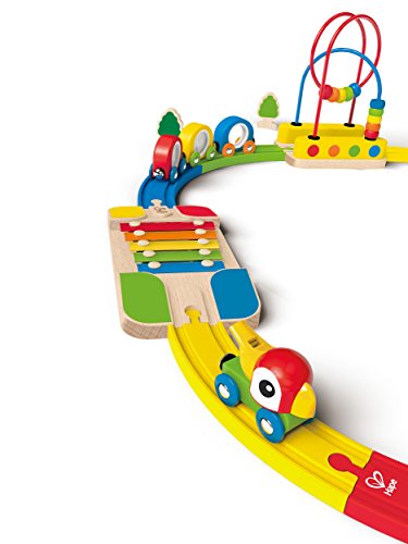 Hape E3815 Rainbow Sights & Sounds Toddler Wooden Railway, Multicolor #TOP2