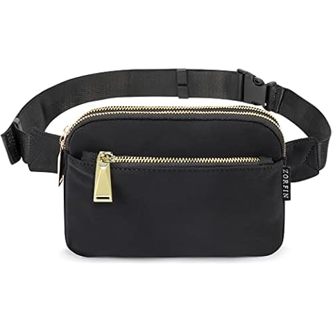 ZORFIN Fanny Packs for Women Men: Crossbody Belt Bag with Adjustable Strap - Fashion Waist Packs for Workout Running Traveling Hiking Black Cover