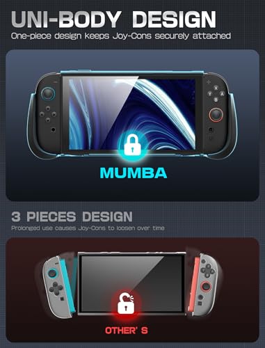 Image of Mumba Dockable for Nintendo Switch 2 Case with Flip Stand, [Titan] Ergonomic Switch 2 Grip Protective Cover Holds 5 Game Cards & 2 TF Cards TPU Accessories and Quick-Release Joy-Con Design