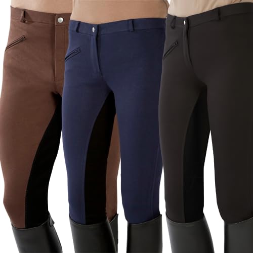 Pfiff - Pantalones De Equitación Con Culera Para Hombre Marrón Braun-Schwarz Talla:50