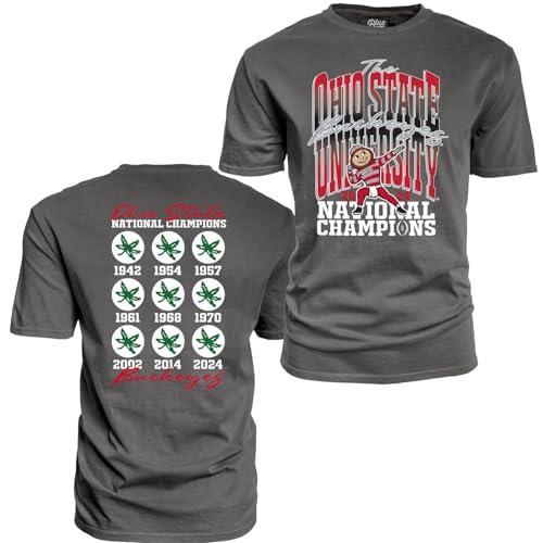 NCAA Officially Licensed Ohio State Buckeyes National Champs 2024 T-Shirt Dyed Black Front/Back XX-Large