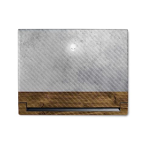 MightySkins Carbon Fiber Skin Compatible With Alienware M18 R1 (2023) Full Wrap Kit - Concrete Wood | Protective, Durable Textured Carbon Fiber Finish | Easy To Apply & Change Styles | Made in the USA