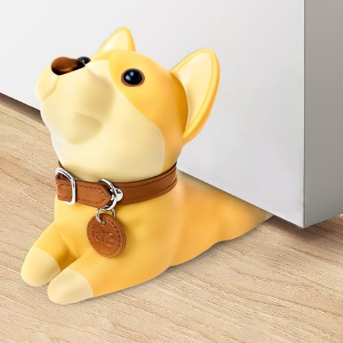 Image of DomeStar Cute Dog Door Stopper, Shiba Inu Door Stop Decorative Animal Doorstop Wedge, Yellow