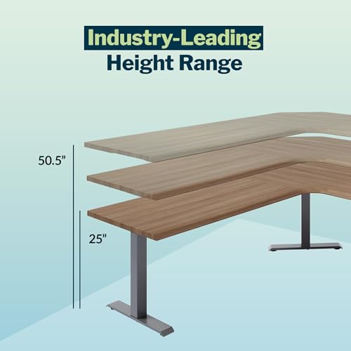 Image of Vari ComfortEdge 80x60 L-Shape Electric Standing Desk - Height Adjustable Sit-Stand VariDesk for Corner Office with Reversible Left /Right Design + Walnut Top /Slate Legs (Ships in 3 Boxes)
