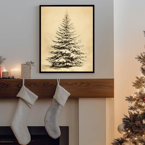 Image of HubbgDesign Vintage Christmas Tree Wall Decor, Christmas Decoration, Forest Wall Art Decor, Rustic Winter Holiday Wall Art for Living Room Bedroom Entryway, Christmas Home Decor Gift for Family Hosts