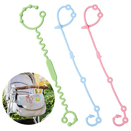 Vicloon Correa de Juguete para Bebé de Silicona, 3 Piezas Cuerda de Juguete para Cochecito de Niños de 18 Meses o Más, Baby Cup Catcher, Correa de Juguete para Tronas, Cochecitos, Sillas de Coche