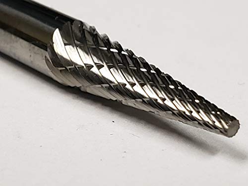 1/4" Carbide Bur, Cono Apuntado, Corte Doble, SM-2 miniatura 4