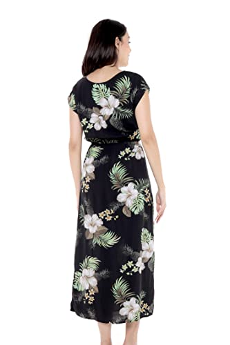 Image of Hawaii Hangover Women's Hawaiian Cap Sleeve Maxi Dress Signature Prints | Cap Sleeves; Maxi Length; Soft Rayon Fabric; Signature Tropical Prints; Resort Vacation Style