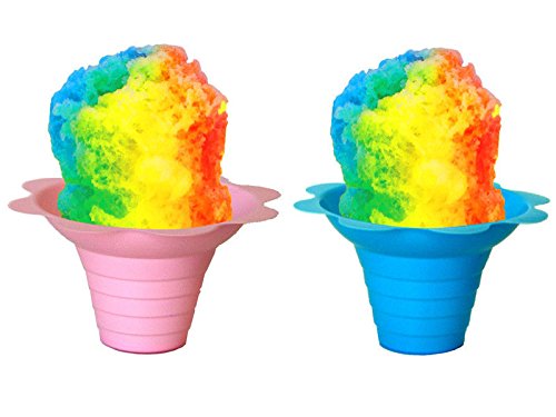 Shaved Ice Flower Cups Small (4 OZ), Case of 500, Blue/Pink