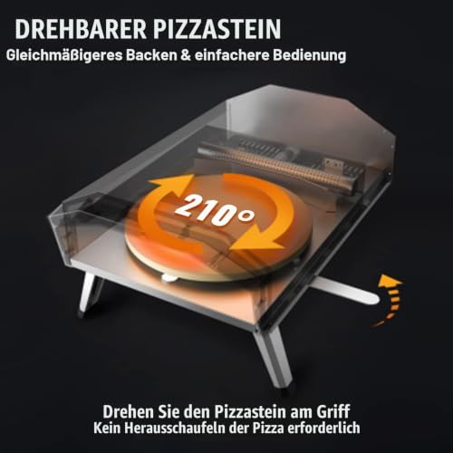 Foto von VEVOR Tragbarer Pizzaofen 304, 8 mm, Gas Holzpellets Holzkohle, Edelstahl, Max. 540 Grad C Holzpelletsschaufel & Pizzastein Tragetasche Pizza Holzofen für Garten, Silber