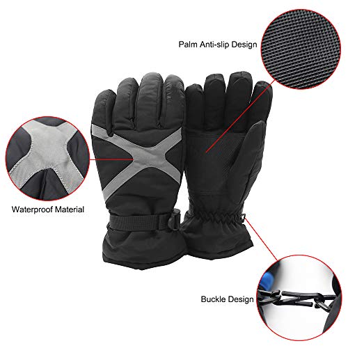 KKmoon 1 par de luvas de motociclismo, luvas térmicas à prova d'água, à prova de vento, prata