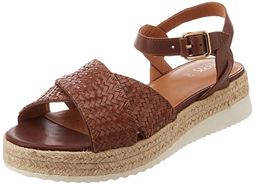 Traspirante Geox D EOLIE, Sandalo Espadrillas con Zeppa Donna, Brown, 38.5 EU