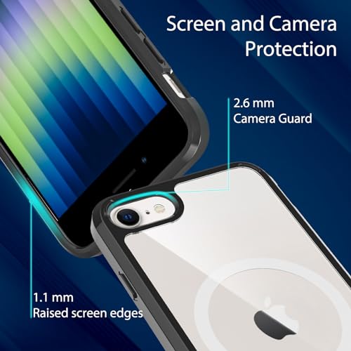 Image of for iPhone SE 3rd & 2nd Gen & 8 /7 Case [Compatible with Magsafe] Translucent Matte Phone Cover, [10 FT Military Grade Drop Protection] Slim Durable (Black Transparent, iPhone SE2 /SE3 /8 /7)