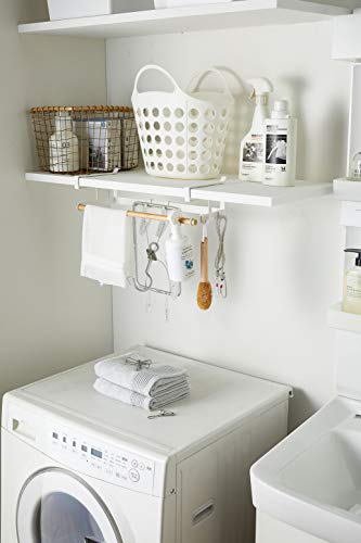 Yamazaki 4124 Home Under-Shelf Hanger Holder-Laundry Hanging Storage Rack Organizer | Steel + Wood | Undershelf Solution, Alloy, White - Image 2