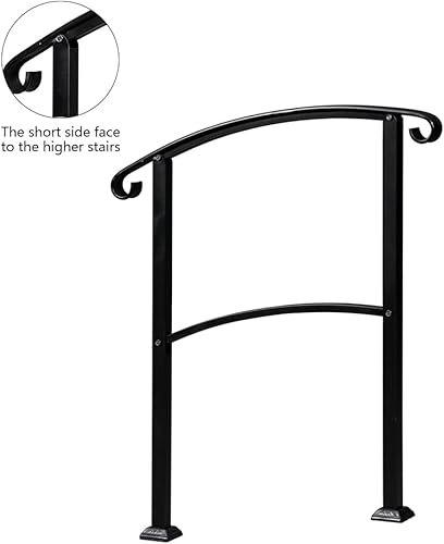 Miniatura 5 de Pasamanos para escalones al aire libre, barandilla ajustable para escaleras al aire libre para 1-3 escalones, pasamanos de hierro forjado con kit de