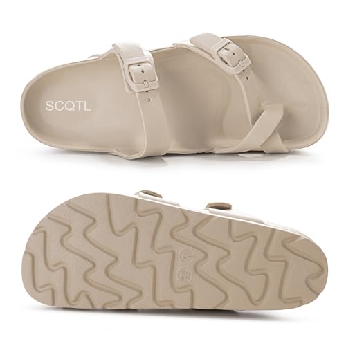 Women's Platform Sandals with Arch Support, Comfort Slides Adjustable Slip On Flat Sandals for Summer Ultra Cushion & Thick Soles2