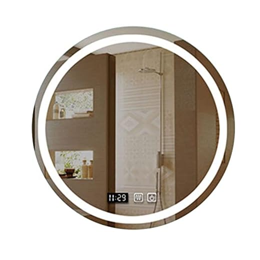 LAMZH Sminkspegel 70cm Rund Led Spegel Dimbar Upplyst Badrumsspegel Med Lampor Defogger Och Minne Touch Switch Vägg Makeup Spegel Badrumsspegel (Color : Trichromatic light, Size : 70cm)