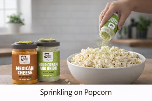 Image of Browntree Combo Pack Popcorn Seasoning Powder | Mexican Cheese + Sour Cream & Onion -100g (Each Pack 50g) |Creamy & Tangy Snack Flavours | Perfect for Popcorn & Fries