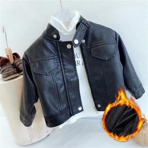 2025 Fashion Coats for Kids Faux Leather Stand Collar Motorcycle Jackets Outerwear Slim Coat with Zipper Fall Outfits2
