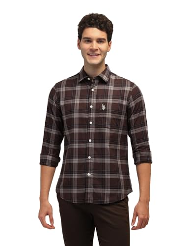 Image of U.S. POLO ASSN. Men's Pure Cotton Regular Fit Grid Tattersall Checked Shirt