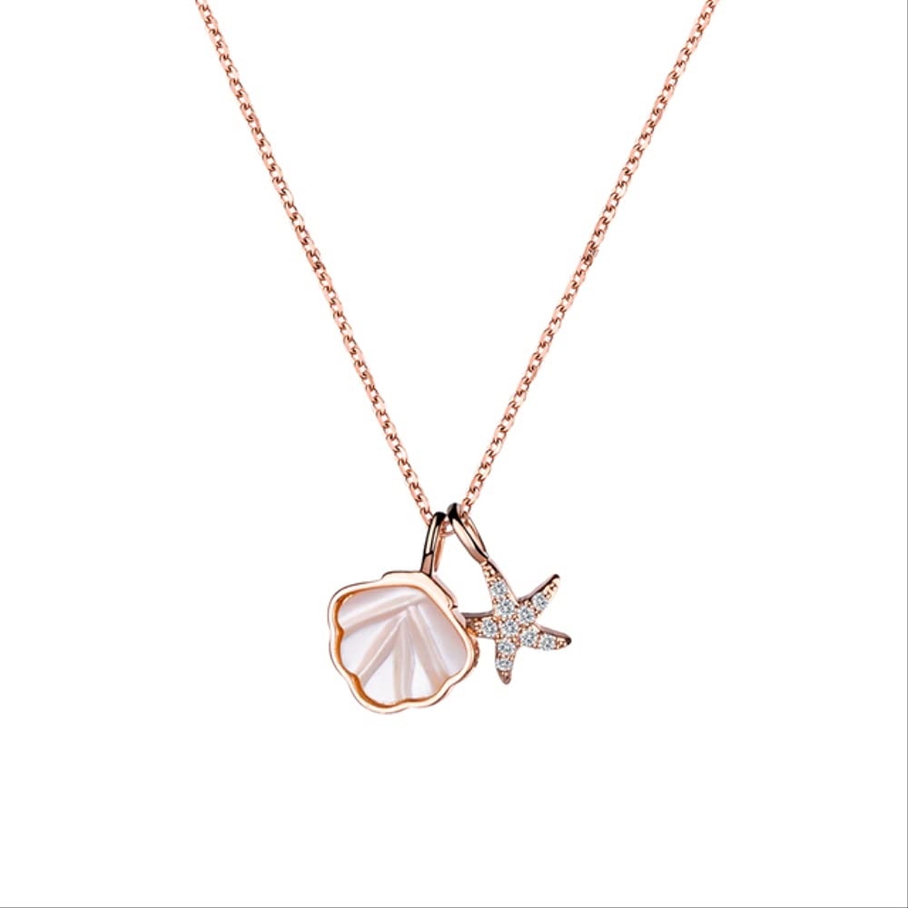 Collares con Colgante de Concha de Estrella de mar 925, Collar de Cadena de clavícula Femenina de Alto Nivel para Mujer