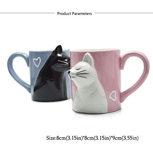 Kiss Cat Coffee Couple Mug Set, Unique Funny Tea Ceramic Cup Set For Bride And Groom, Matching Gift For Birthday, Anniversary, Wedding, Engagement Valentines Day Girlfriend Wife (Cat Mug) #TOP7