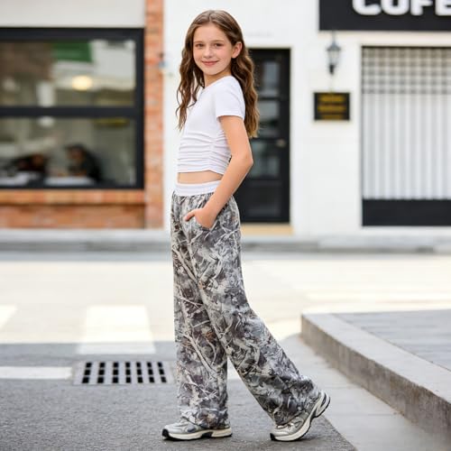 Image of Girls Clothes 2 Piece Short Sleeve T-Shirt Tops & Camo Pants Spring Summer Casual Outfits for Teen Tween Girl 7-14Y