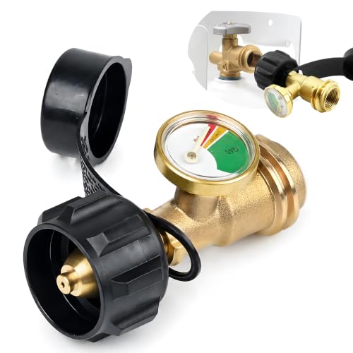 Rixordd RV Propane Tank Gauge with Glow-in-the-Dark Dial, Universal Gas Level Indicator for 5-40 lb LP Tanks, QCC1/Type 1 Connection, Fits Grills, Heaters, Fire Pits & Camp Stoves