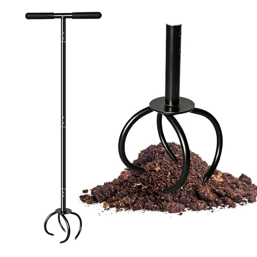 Garden Twist Tiller Cultivator Manual Hand Tiller Garden Claw Heavy Duty Lawn Aerator Soil Lossener with Steel Tines and Ergonomic Handle for Garden Bed and Plant Box