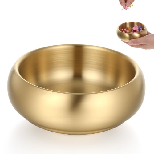 Vin Beauty Gold Metal Catch All Tray 4 Inch, Small Stainless Steel Bowl for Keys & Jewelry, Versatile Home Decor Organizer for Entryway Table, Desk, Bathroom Vanity, Office