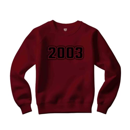 [CITY POSTERS PLUS] 2003 Year Unisex Sweatshirt (Maroon, M)