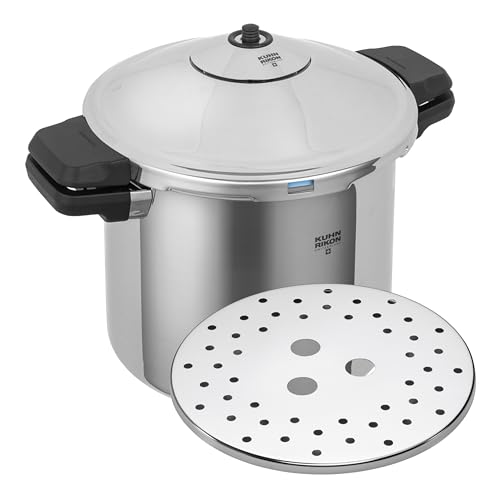 Kuhn Rikon Duromatic Inox, Olla a Presión Super Rápida con Asas 8 L. 24 Cm, Olla Express Apta para Inducción, Fondo Superthermic para una Óptima Distribucion del Calor, Acero Inoxidable 18/10