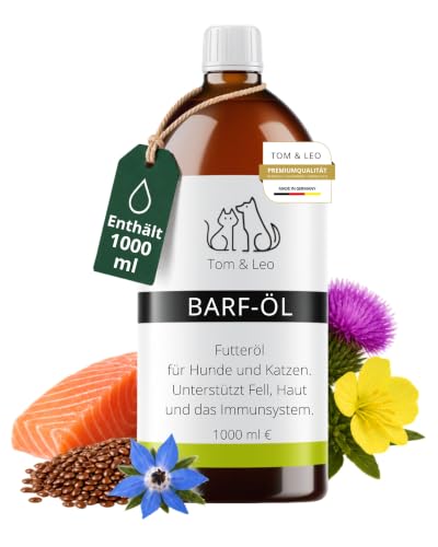 Tom&Leo Barf Öl Hund & Katze 1000ml – Aus 5 naturbelassenen Ölen
