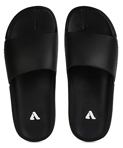 Image of Aqualite Men's Slides Slippers | Slip-On Flat Base Flipflop for Men | Anti-Skid Sole, Lightweight & All-Day Comfort | Casual Home & Outdoor Sandal for Men