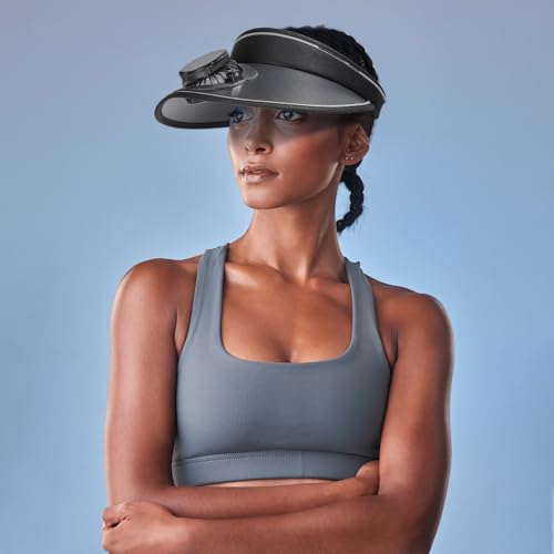 Image of Solar Fan Hat Men and Women Sun Visor Wide Brim Cooling Hat for Outdoor Summer Camping Beach Fishing, USB & Solar Powered
