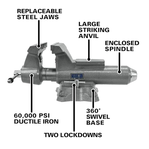 Image of Wilton Mechanics Pro Bench Vise, 10 inch Jaw (Width-12 inch, Opening-5-1 /4 inch) Throat (Model 8100M), Gray