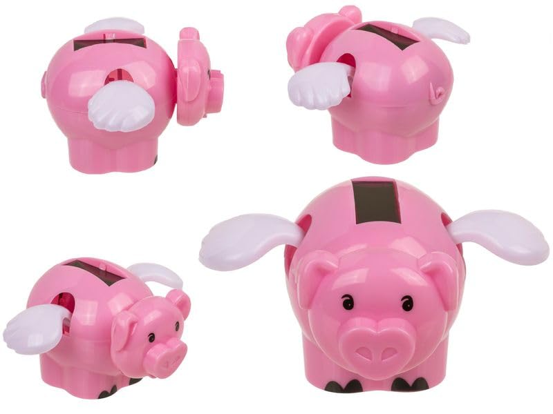 Out of the blue Figurine solaire en forme de cochon volant, figurine de tête vacillante,...