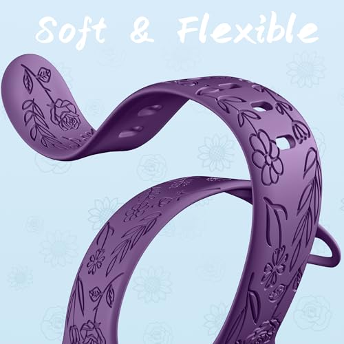 Image of SNBLK 6 Pack Floral Engraved Bands Compatible with Apple Watch Bands 40mm 41mm 42mm 38mm 44mm 45mm 46mm 49mm Women Men, Silicone Flower Pattern Strap for iWatch Series 11 10 Se Ultra 9 8 7 6 5 4 3 2 1