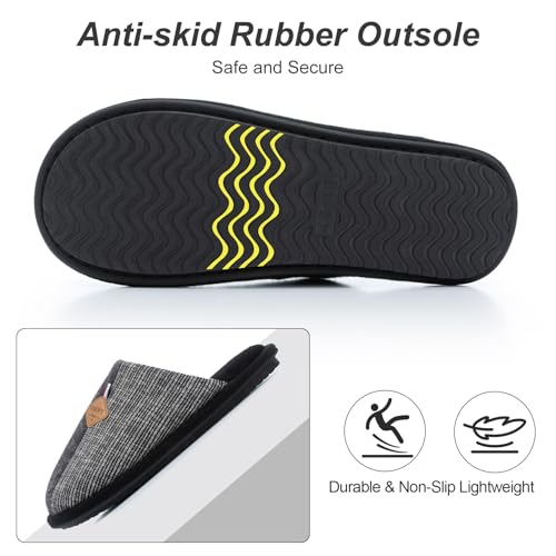 Image of GOEWY Mens Two-Tone House Slippers with Memory Foam Cozy Warm Slip On House Shoes for Indoor Outdoor Gifts for Men Him Dad