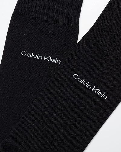 Calvin Klein Mens Dress Socks - 2 Pairs Egyptian Cotton Blend Comfort Stay Up Cuff Crew Socks for Men (7-12), Size 7-12, Solid Black3