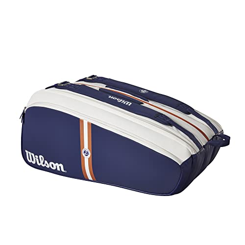 WILSON Roland Garros Super Tour Tennis Racket Bag - Navy/White, Holds up to 15 Rackets